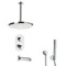 Thermostatic Tub and Shower Faucet Set with Handheld and Ceiling Rain Shower Head